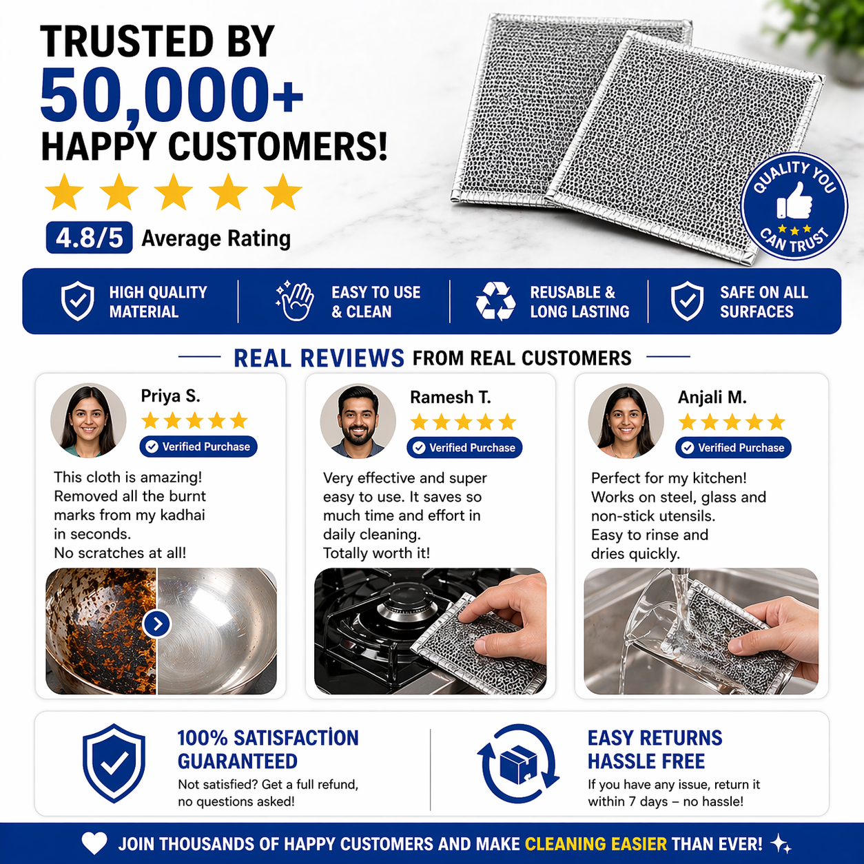 PureScrub™ | Non-Scratch Wire Dishcloth