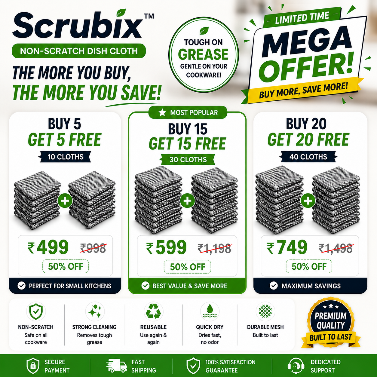 SCRUBIX™ NON-SCRATCH DISH CLOTH
